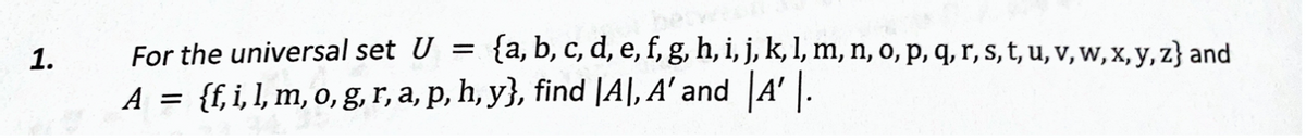 Answered For The Universal Set U A B C D E Bartleby