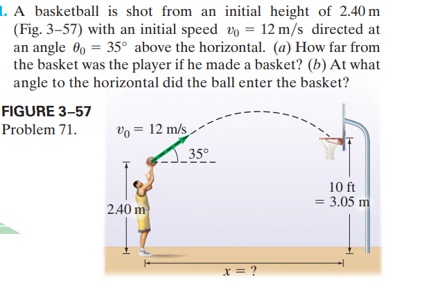 Answered: 1. A Basketball Is Shot From An Initial… | Bartleby