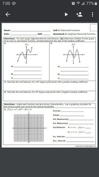 unit 5 polynomial functions homework 2 graphing polynomial functions answers