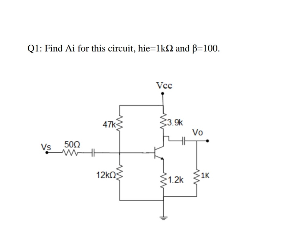 Answered Q1 Find Ai For This Circuit Hie 1kn Bartleby