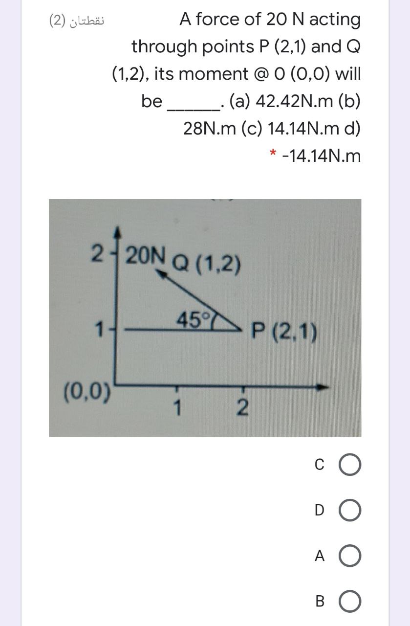 Answered A Force Of N Acting Through Points P Bartleby