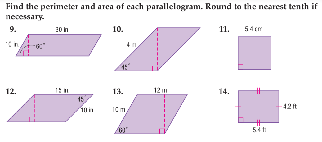 Answered: Find the perimeter and area of each… | bartleby