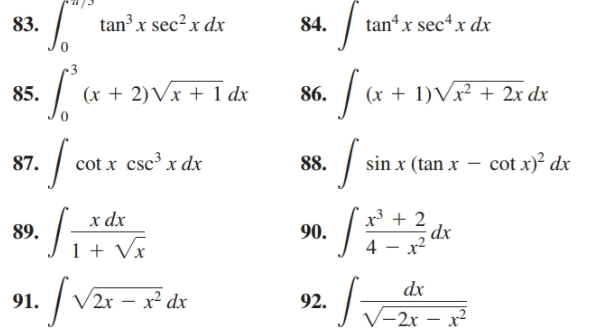 Answered Tan X Sec2 X Dx Tan X Sec X Dx 84 Bartleby