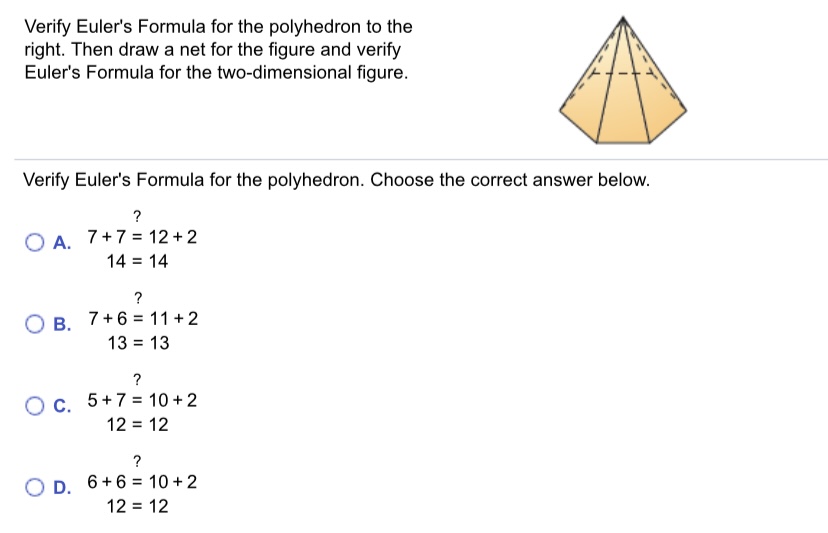 Answered: Verify Euler's Formula For The… | Bartleby