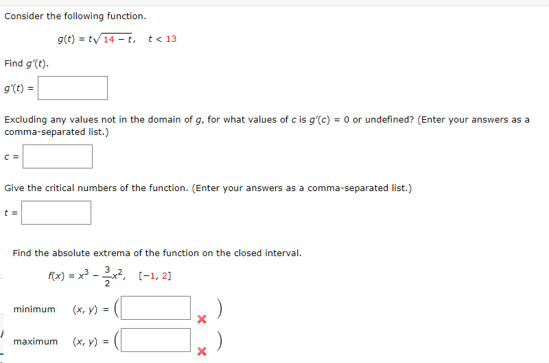 Answered Consider The Following Function G T Bartleby