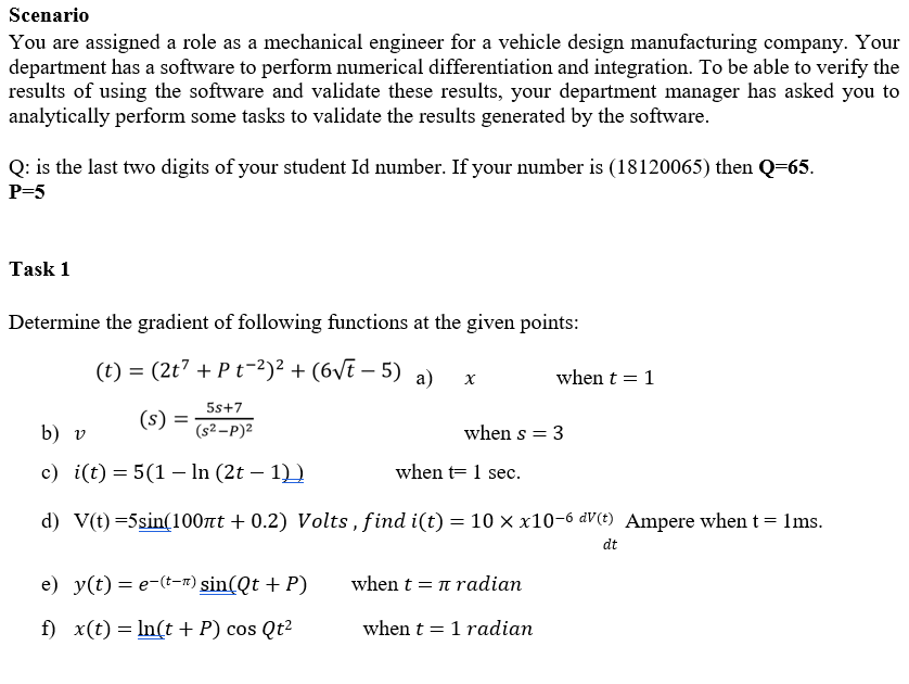 Answered Task 1 Determine The Gradient Of Bartleby