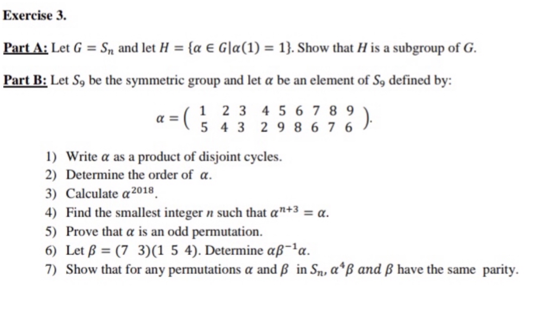 Answered Exercise 3 Part A Let G Sn And Let Bartleby