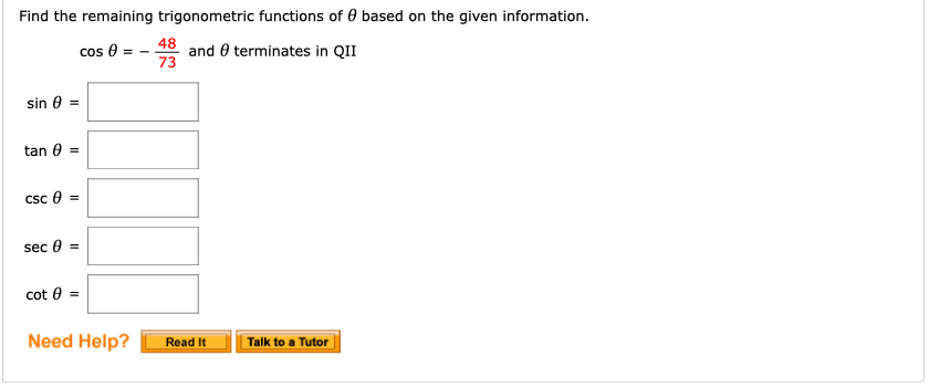 answered-find-the-remaining-trigonometric-bartleby