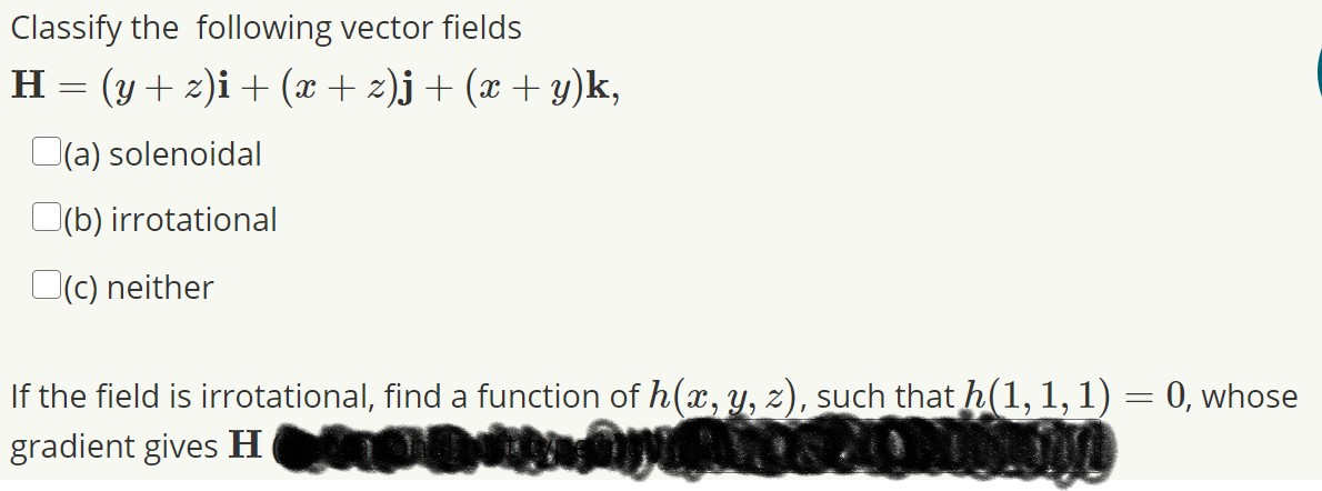 Answered Classify The Following Vector Fields H Bartleby