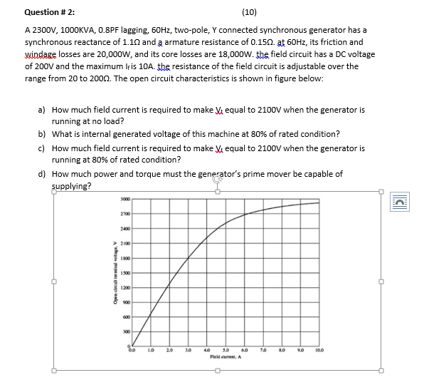 Answered A 2300v 1000kva 0 8pf Lagging 60hz Bartleby