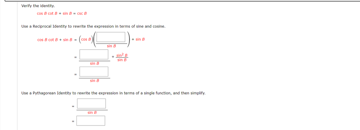 Answered Verify The Identity Cos B Cot B Sin Bartleby