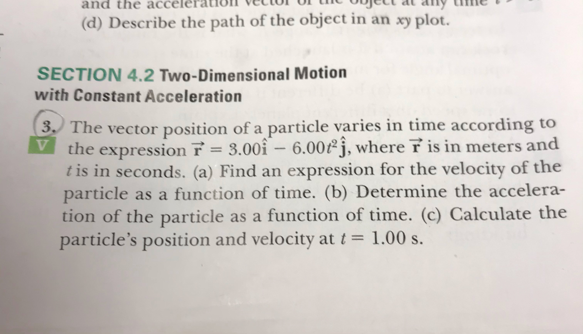 Answered 3 The Vector Position Of A Particle Bartleby