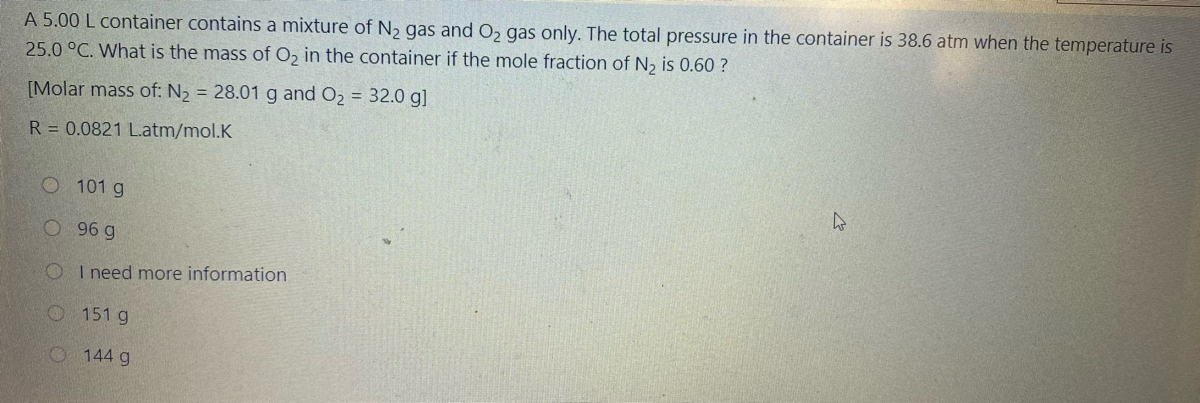 Answered A 5 00 L Container Contains A Mixture Bartleby