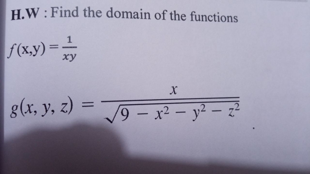 Answered H W Find The Domain Of The Functions Bartleby