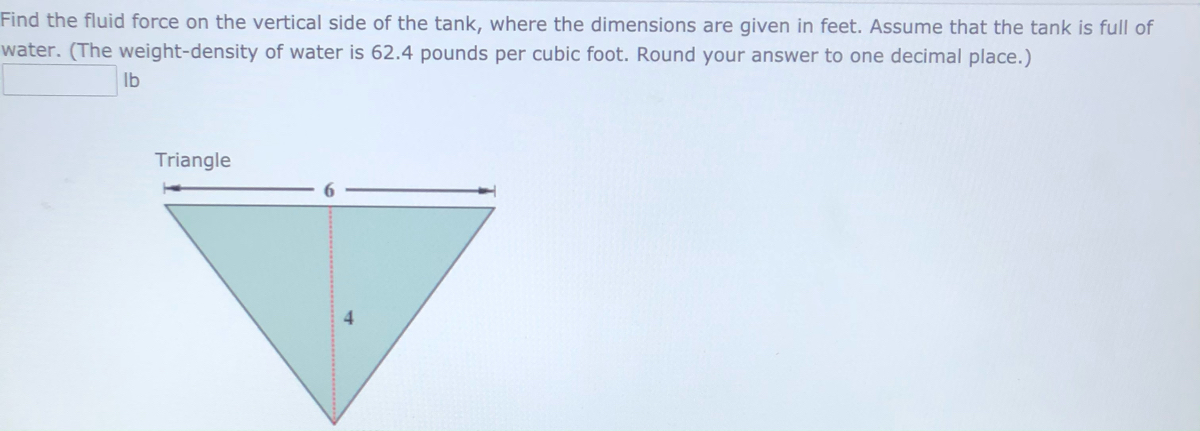 find the fluid force on the vertical side of the tank circle