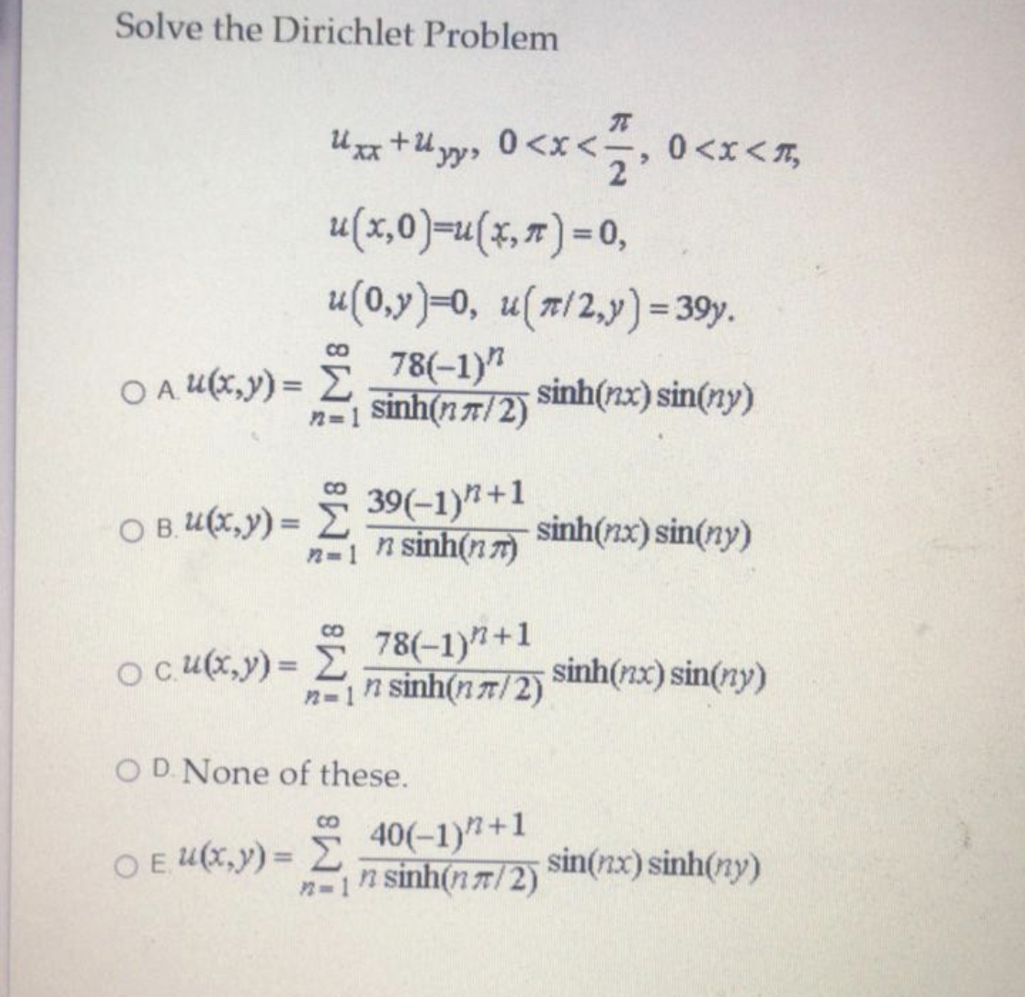 Answered Solve The Dirichlet Problem I Bartleby