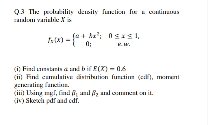 Answered Q 3 The Probability Density Function Bartleby