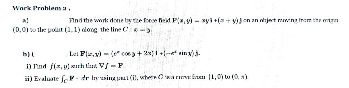 Answered Work Problem 2 A Find The Work Done Bartleby