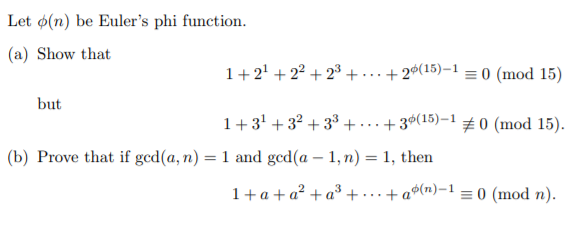 Answered Let O N Be Euler S Phi Function A Bartleby