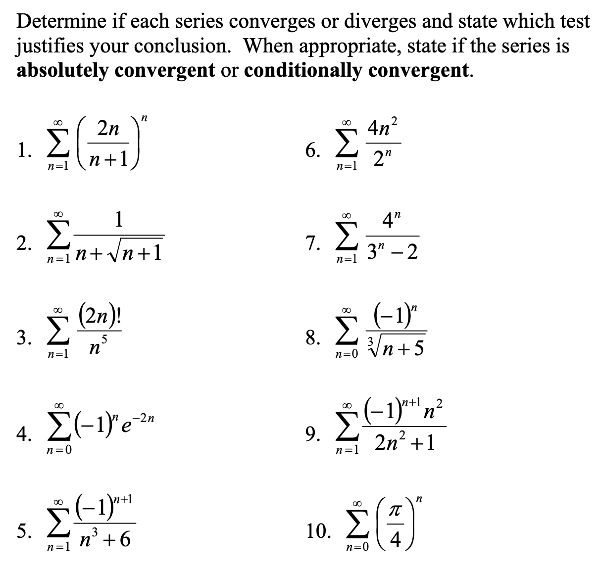 Answered Determine If Each Series Converges Or Bartleby