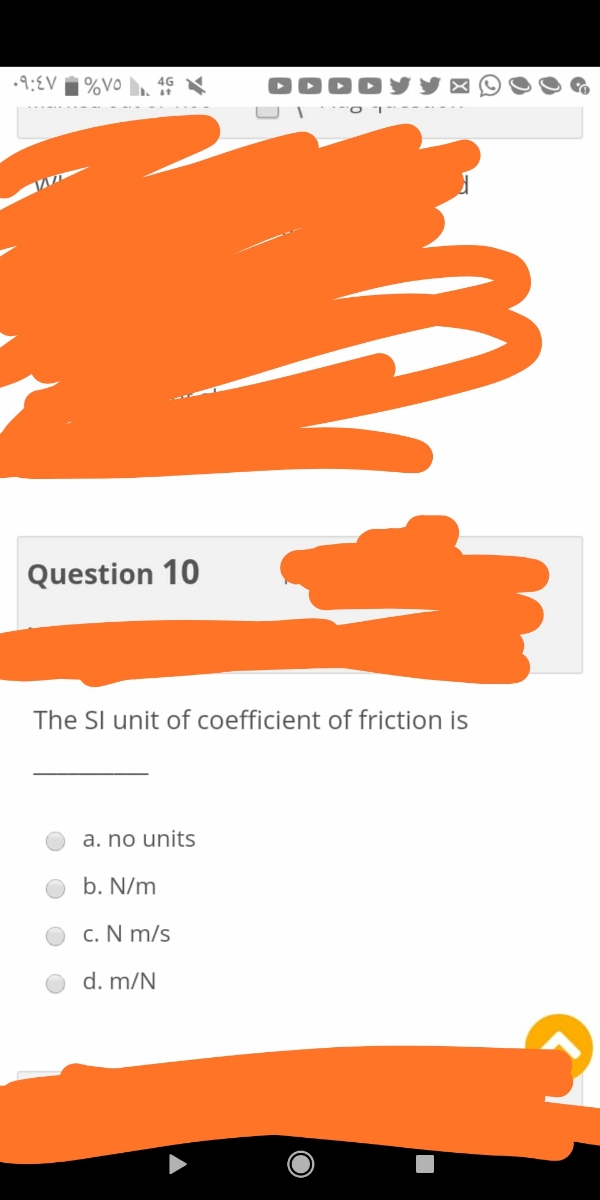 Answered Question 10 The Si Unit Of Coefficient Bartleby