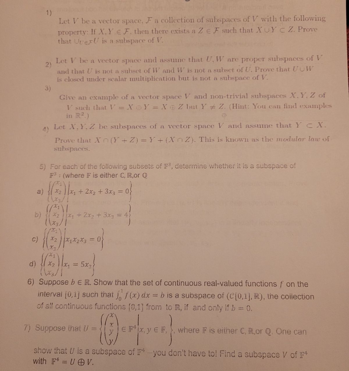 Answered 4 Let X Y Z Be Subspaces Of A Vector Bartleby