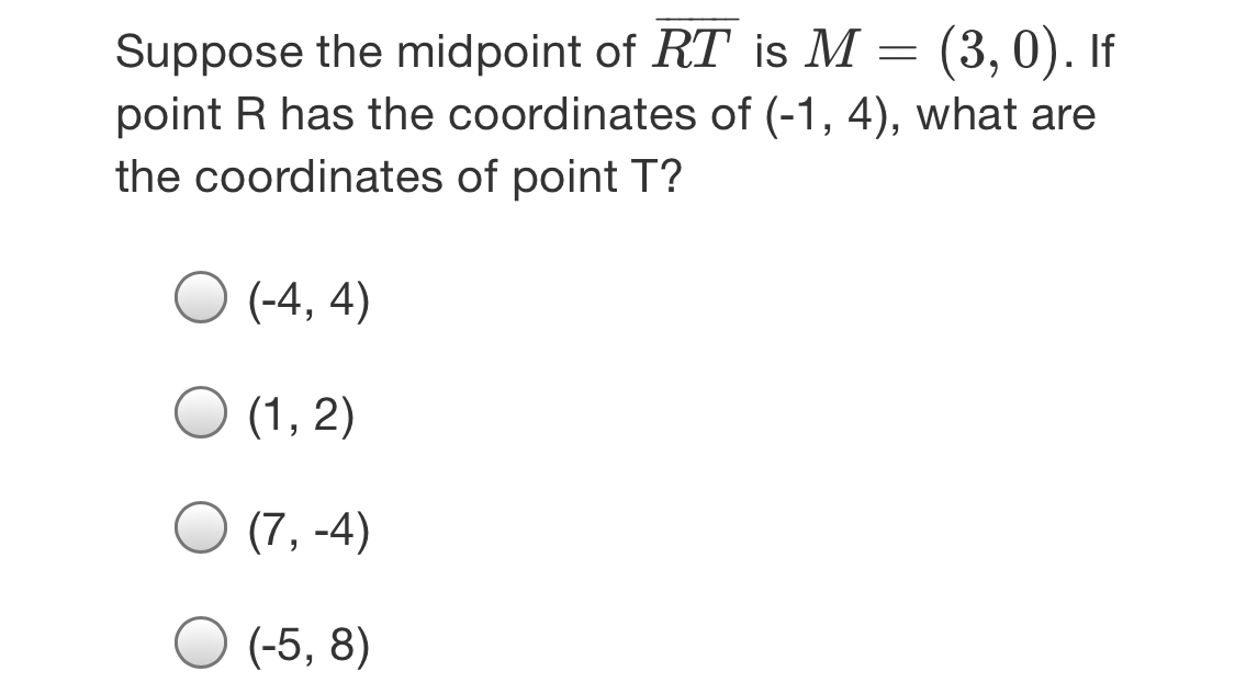 Answered Suppose The Midpoint Of Rt Is M Bartleby