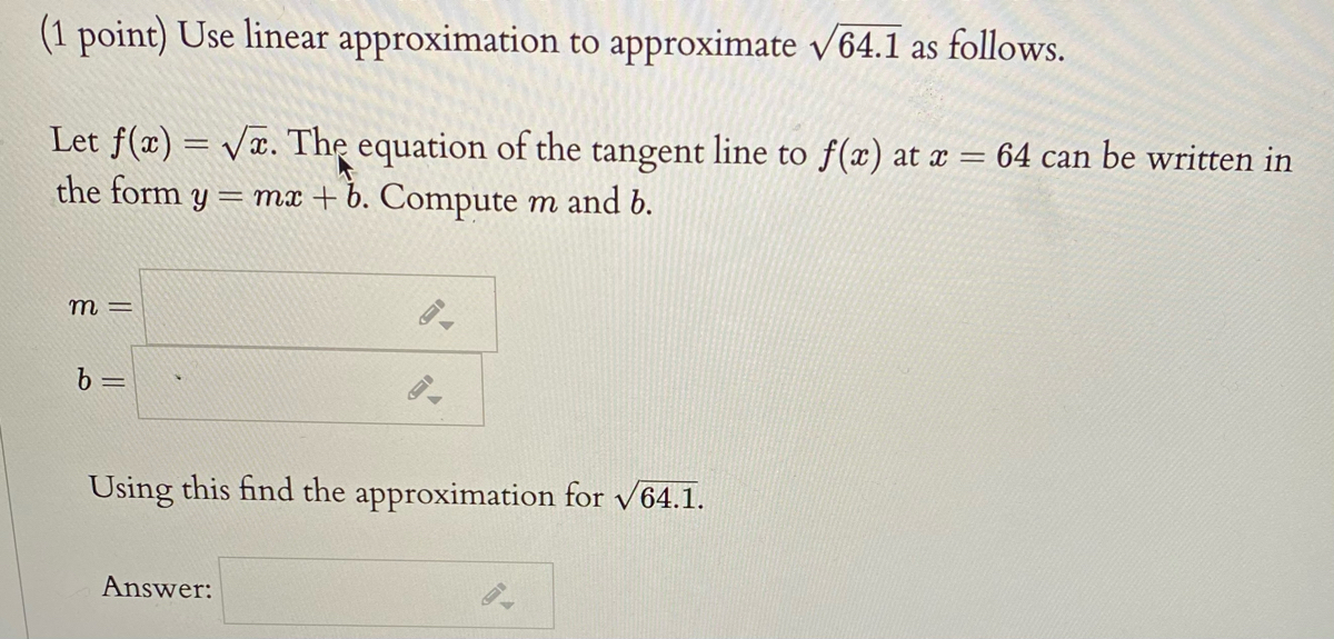 Answered 1 Point Use Linear Appro Let F Ae Bartleby