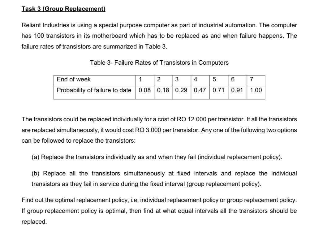 Answered Task 3 Group Replacement Reliant Bartleby