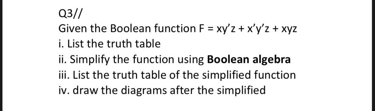 Answered Given The Boolean Function F Xy Z Bartleby