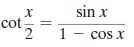 Answered: sin x cot 2 1- cos x || | bartleby