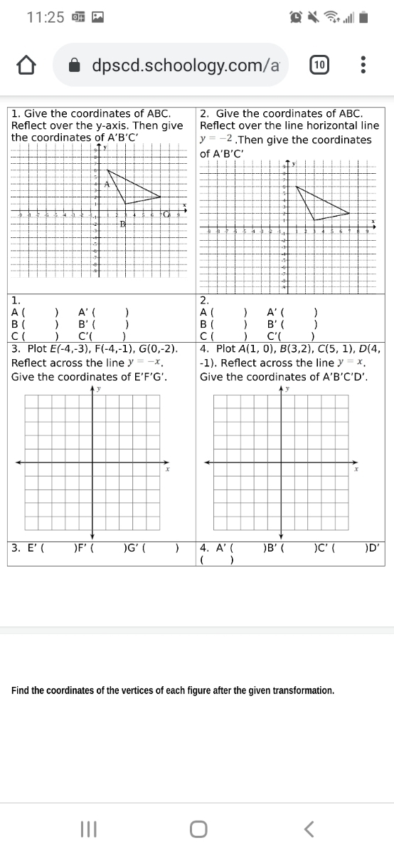 Answered 1 Give The Coordinates Of Abc Reflect Bartleby