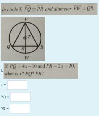 Answered In Circle T Pq Pr And Diameter Pw 1 Bartleby