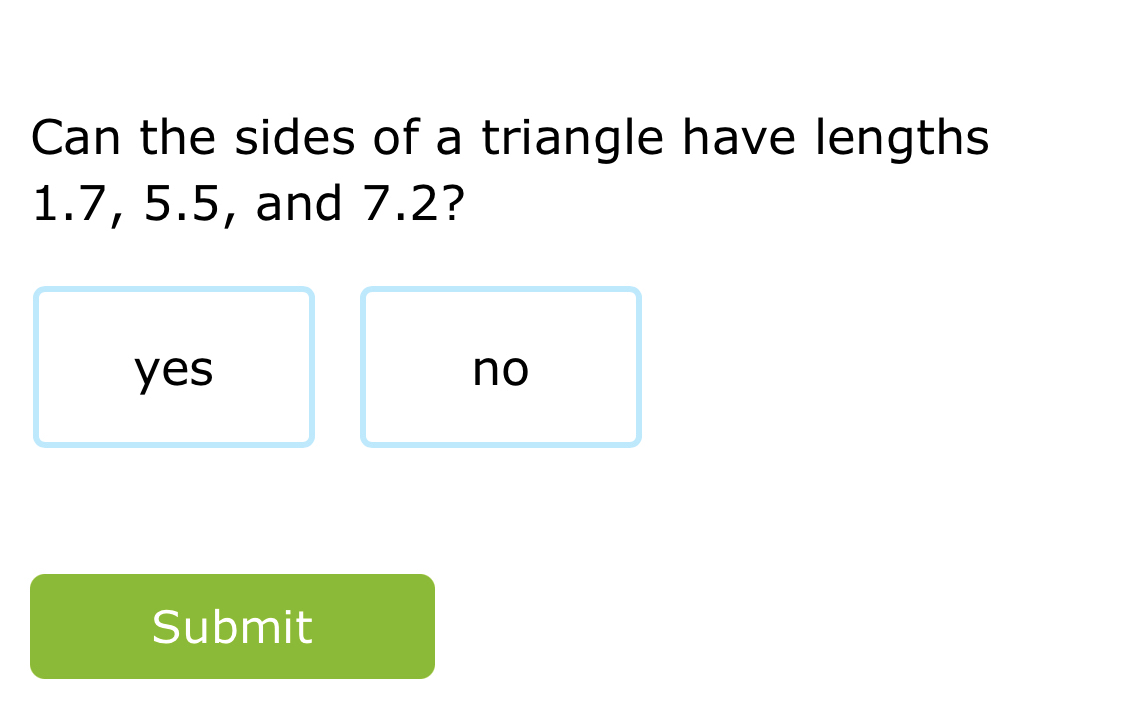 Answered: Can the sides of a triangle have… | bartleby