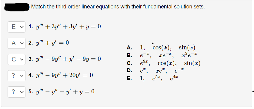 Answered Match The Third Order Linear Equations Bartleby