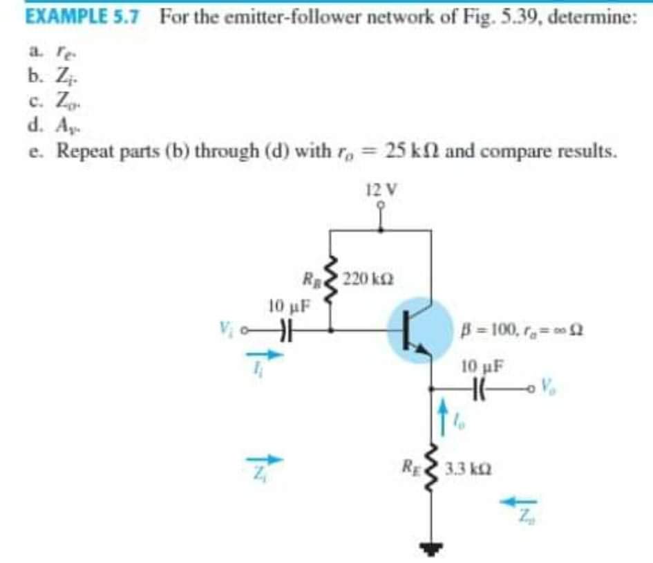 Answered Example 5 7 For The Emitter Follower Bartleby