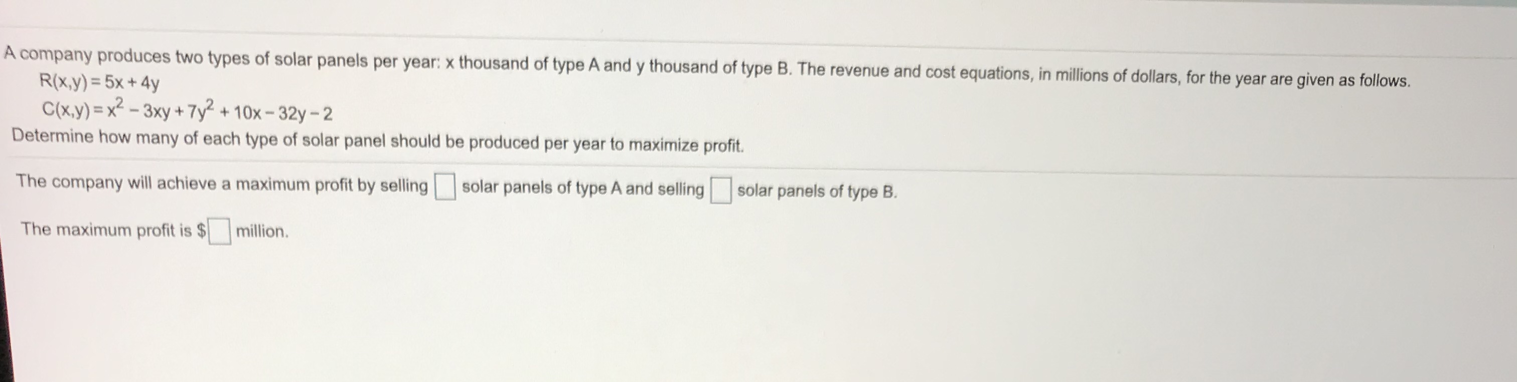 Answered A Company Produces Two Types Of Solar Bartleby
