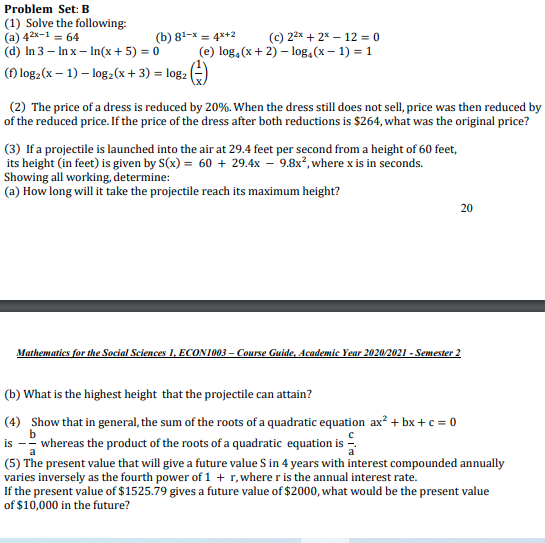 Answered Problem Set B 1 Solve The Following Bartleby