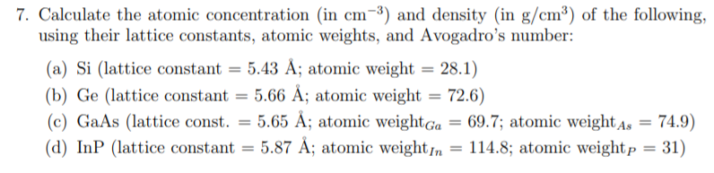 Answered Calculate The Atomic Concentration In Bartleby