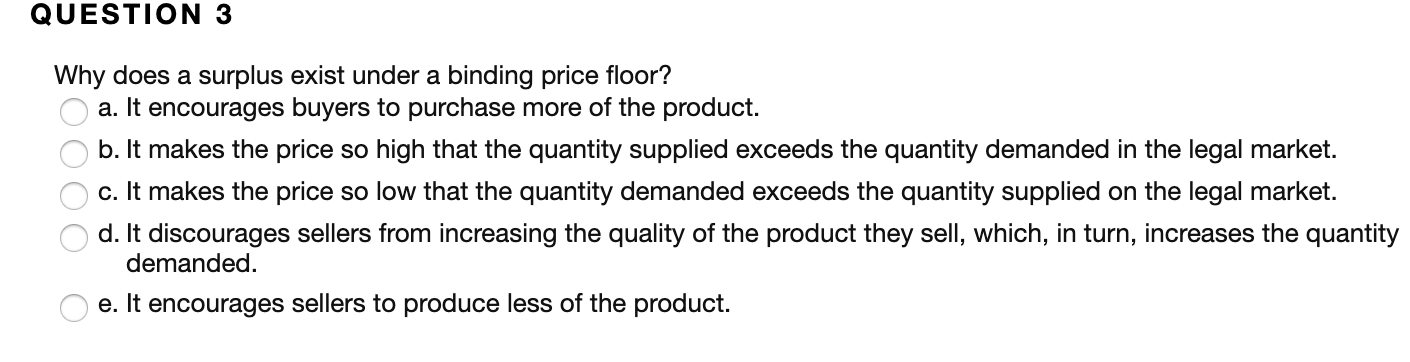 Answered: QUESTION 3 Why does a surplus exist… | bartleby