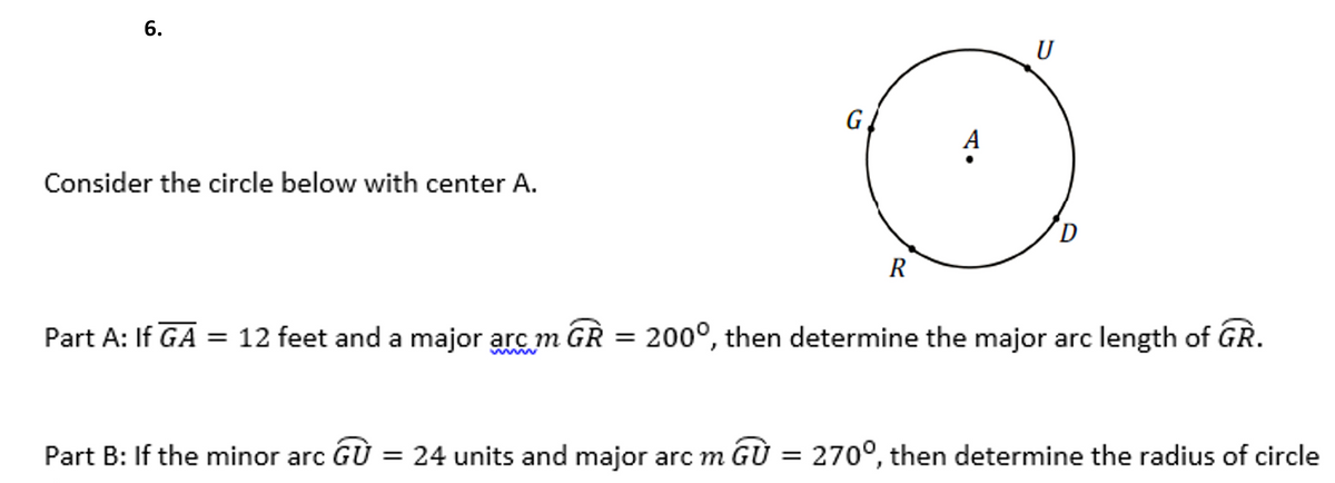 Answered 6 U G A Consider The Circle Below Bartleby