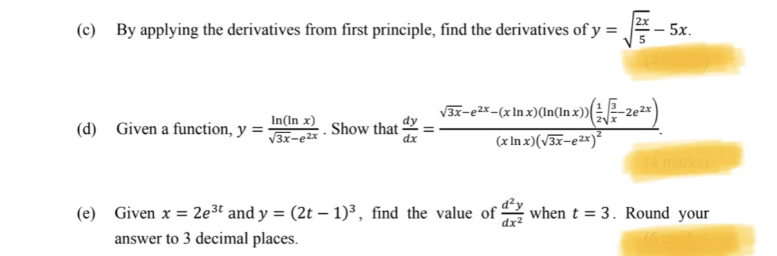 Answered 2x Lerivatives From First Principle Bartleby