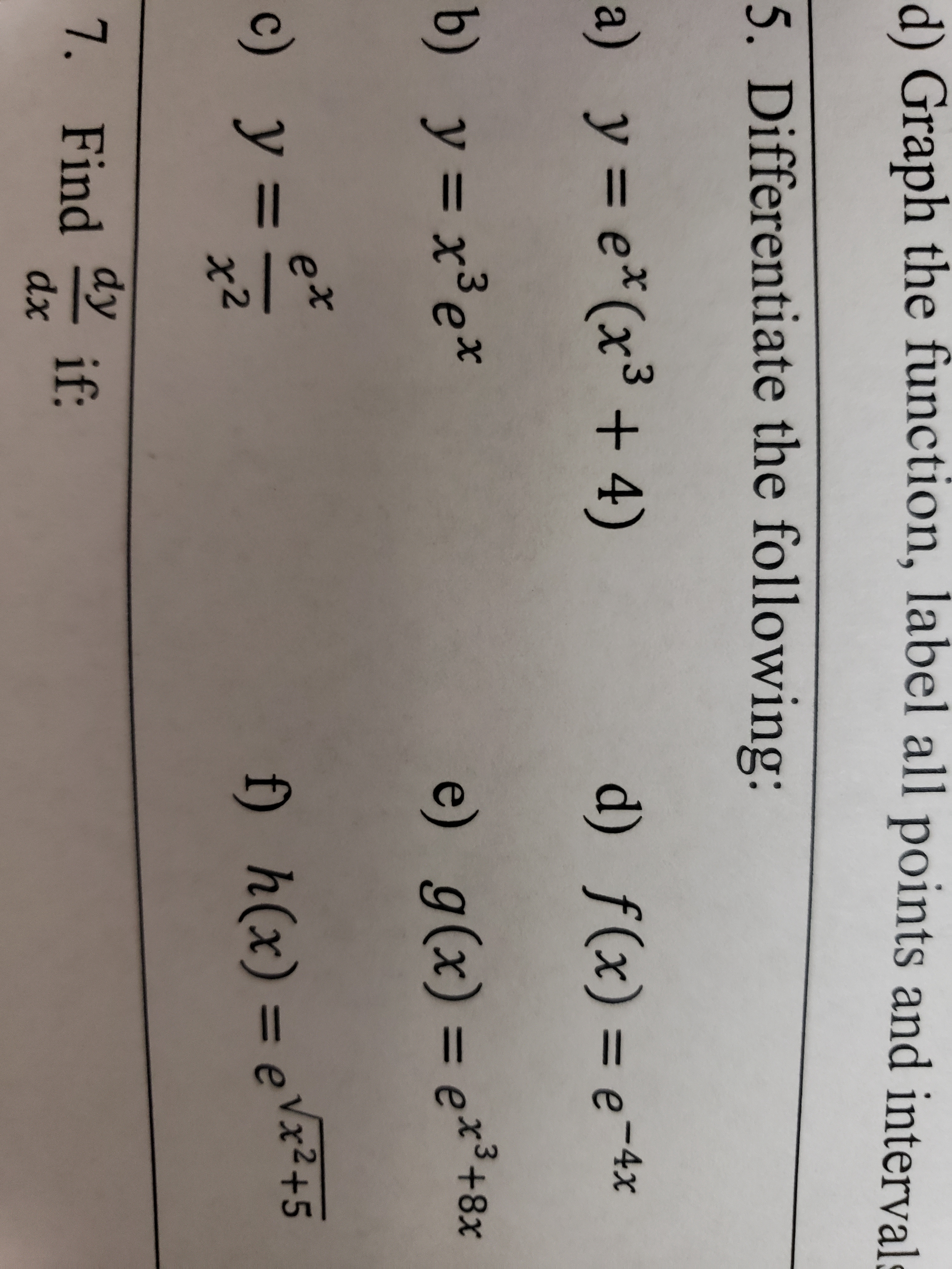 Answered 5 Differentiate The Following A Y Bartleby