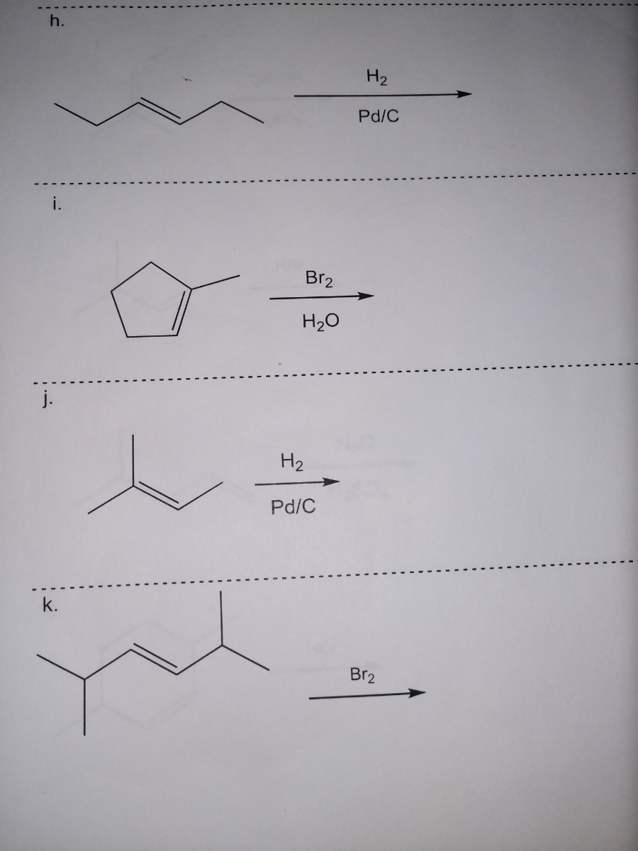 Answered H2 Pd C I Br2 H J H2 Pd C K Br2 Bartleby