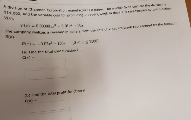 Answered A Division Of Chapman Corporation Bartleby