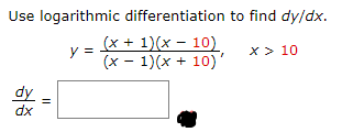 Answered Use Logarithmic Differentiation To Find Bartleby