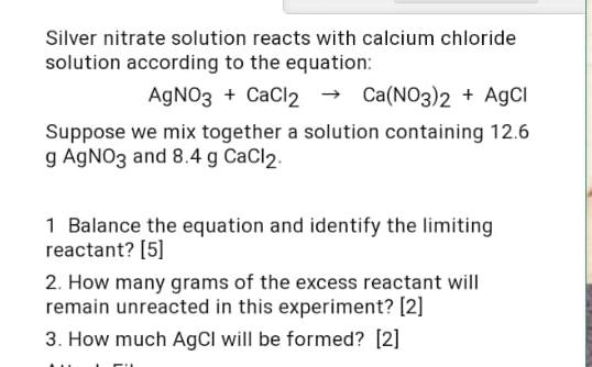 Answered: Silver nitrate solution reacts with bartleby
