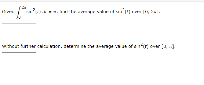 Answered Sin T Dt N Find The Average Bartleby