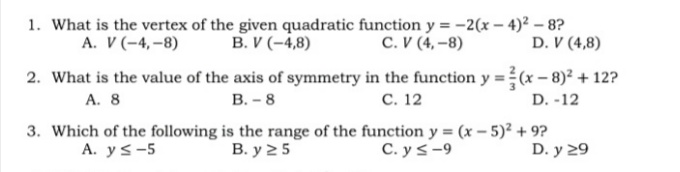 Answered 1 What Is The Vertex Of The Given Bartleby