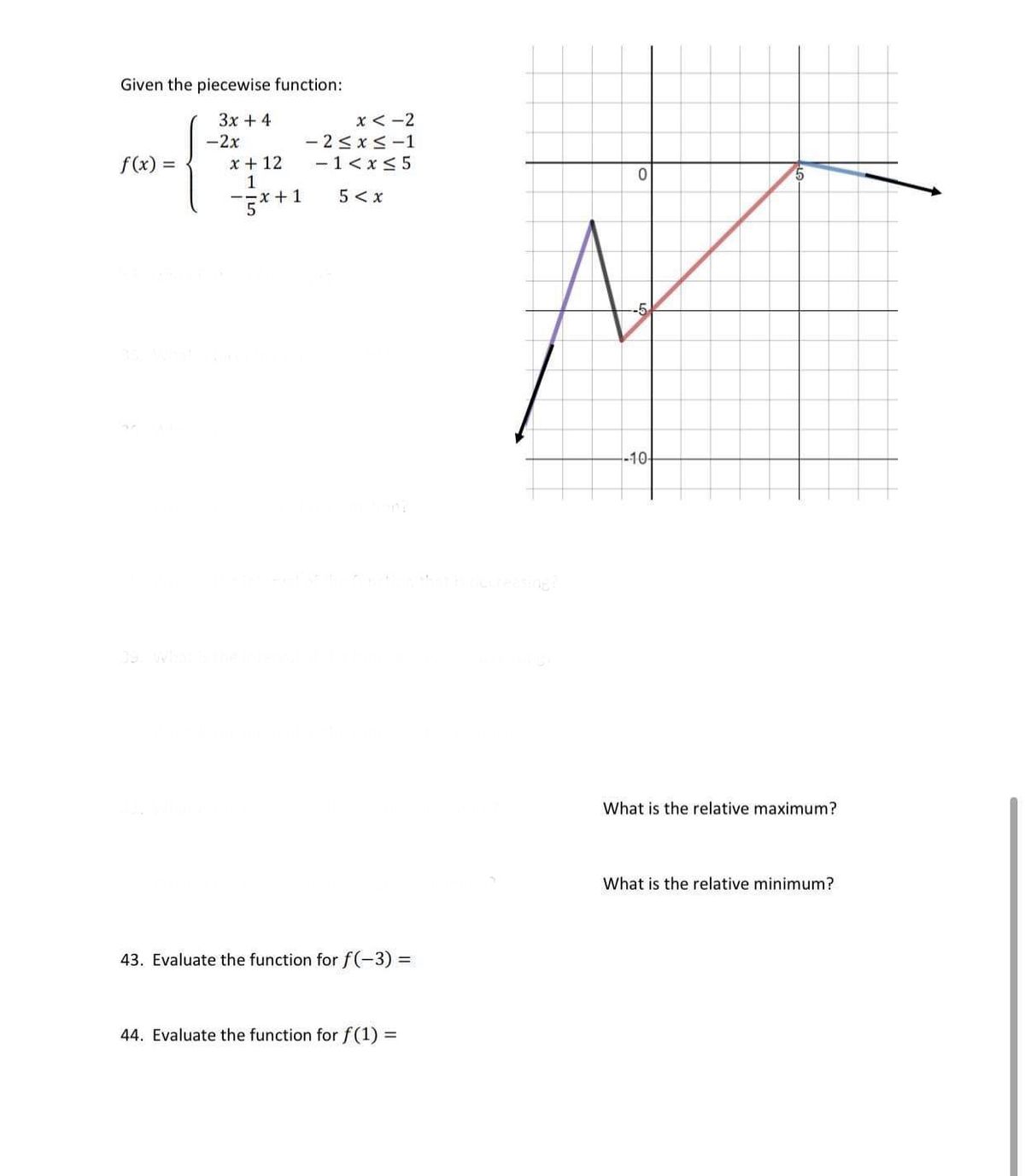 solving piecewise function